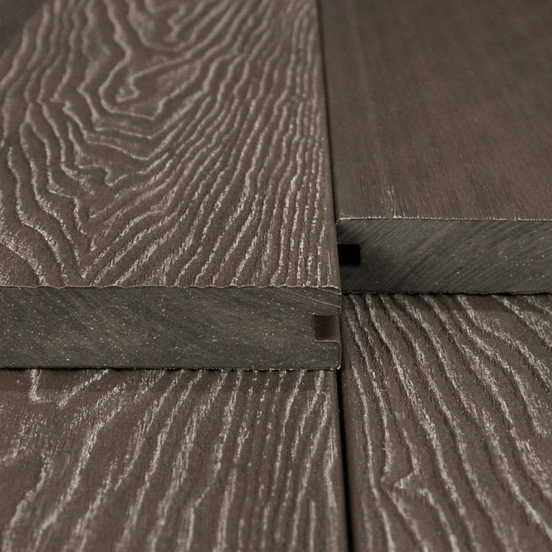 WPC Premium Terrassendiele 2. Generation, Massiv, 23 x 140 mm, Wellenstruktur / glatt, Walnuss