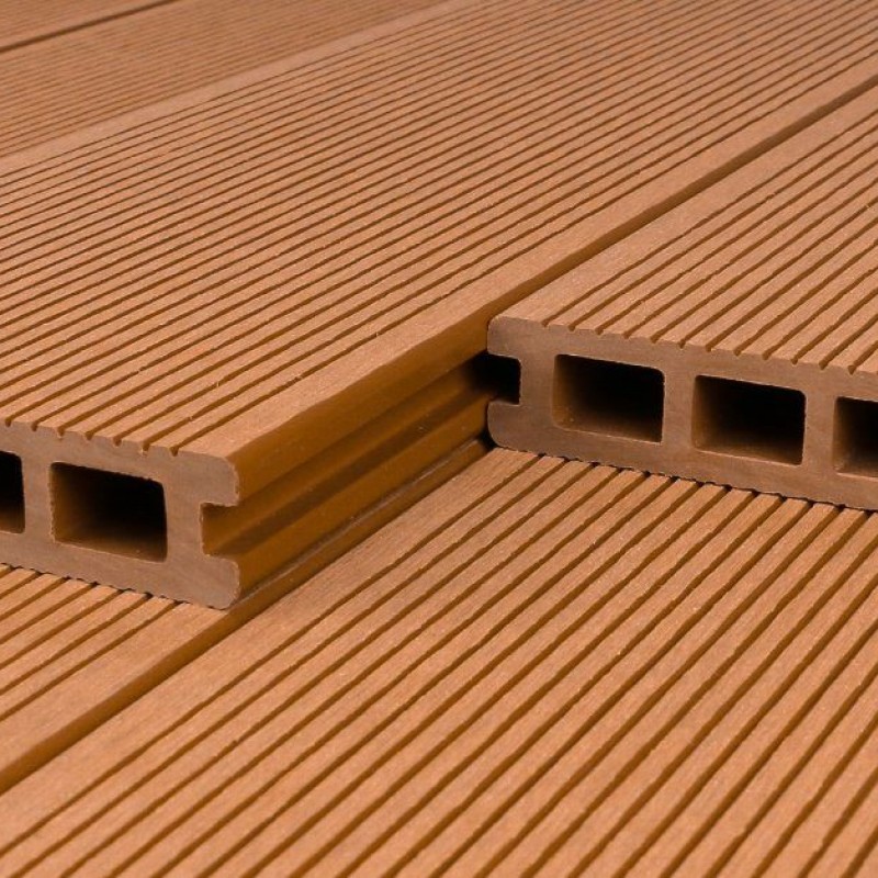 WPC Terrassendiele in Holzoptik, 25 x 148 mm, Wellenstruktur / fein, Hellbraun