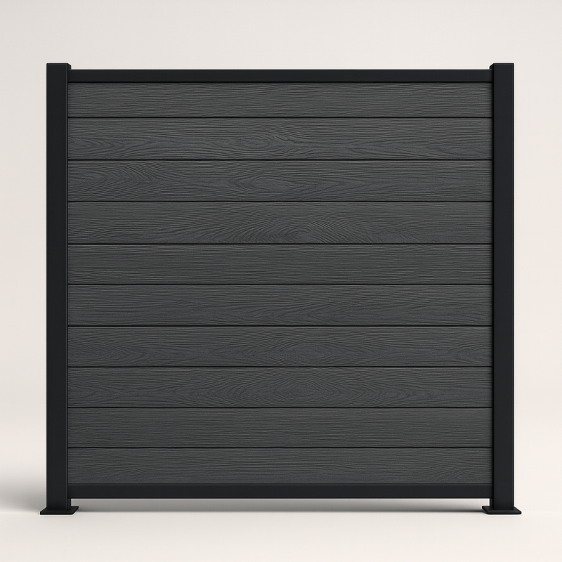 Bausatz, WPC Zaun Komplett-Set mit Alu-Pfosten (zum Aufschrauben), Dunkelgrau