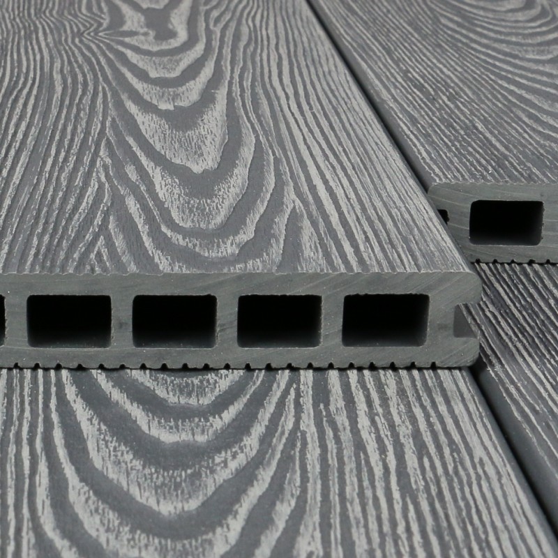 WPC Terrassendiele in Holzoptik, 25 x 148 mm, Wellenstruktur / fein, Grau