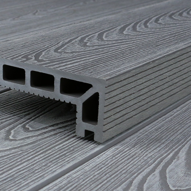 WPC Stufendiele in Holzoptik, 50 x 140 mm, Wellenstruktur, Grau