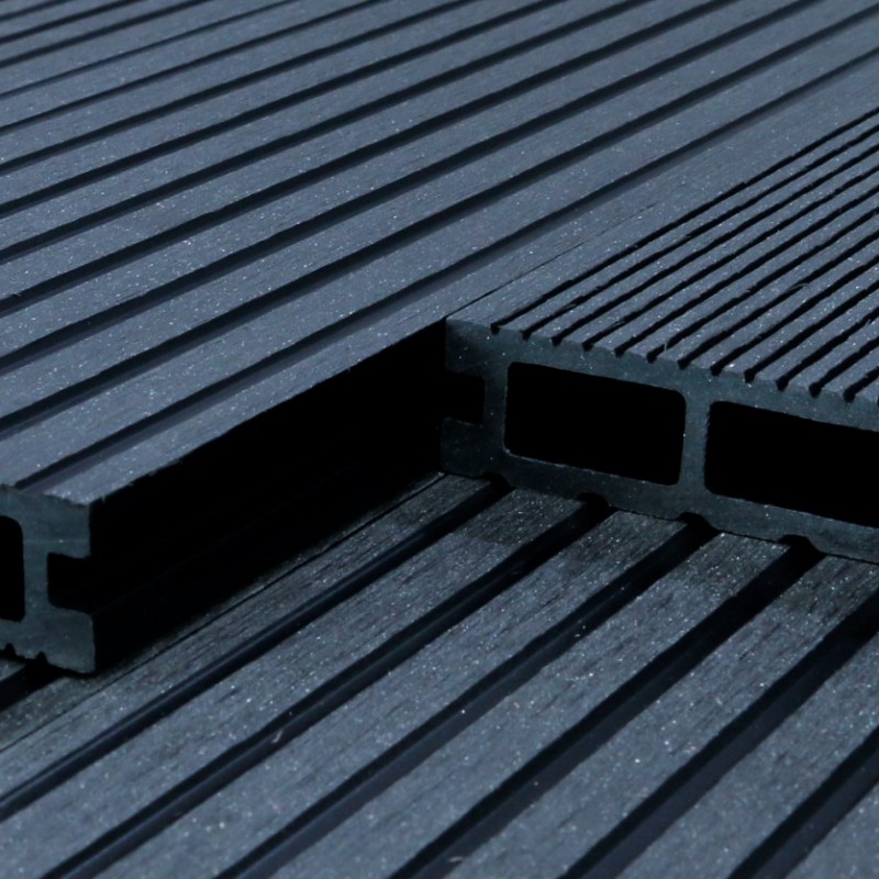 WPC Terrassendiele, Hohldiele, 24 x 146 mm, grob / fein, Dunkelgrau