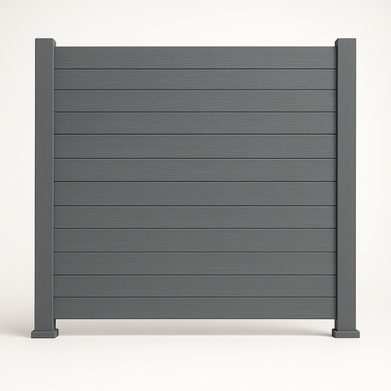 Bausatz, WPC Zaun Komplett-Set mit WPC-Pfosten (zum Aufschrauben), Dunkelgrau