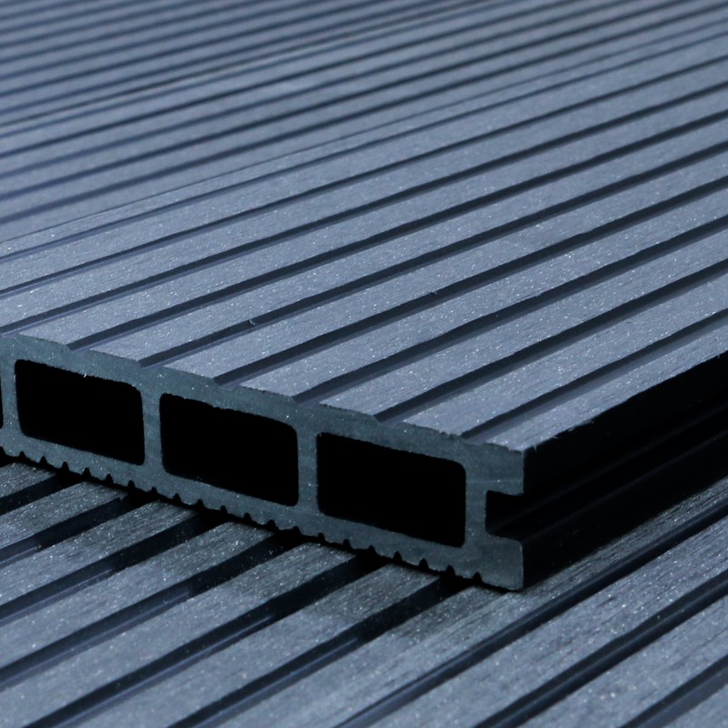 Bausatz, WPC Terrassendiele, Hohldiele, 24 x 146 mm, grob / fein, Dunkelgrau