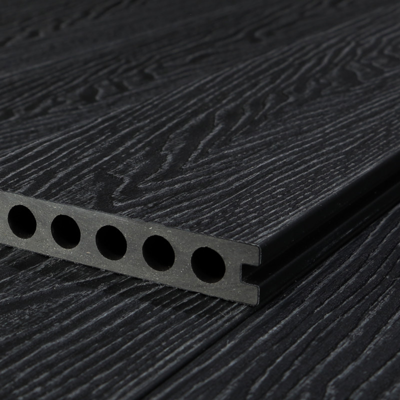 WPC Premium Terrassendiele 2. Generation, 23 x 142 mm, Wellenstruktur / glatt, Dunkelgrau