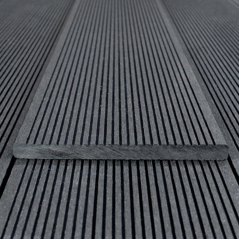 WPC Abschlussleiste in Holzoptik, 11 x 140 mm, Wellenstruktur / fein, Dunkelgrau