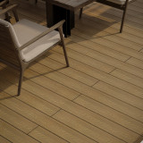 FeelingWood WPC Premium Terrassendiele in Holzoptik, 25 x 150 mm, Wellenstruktur, Teak