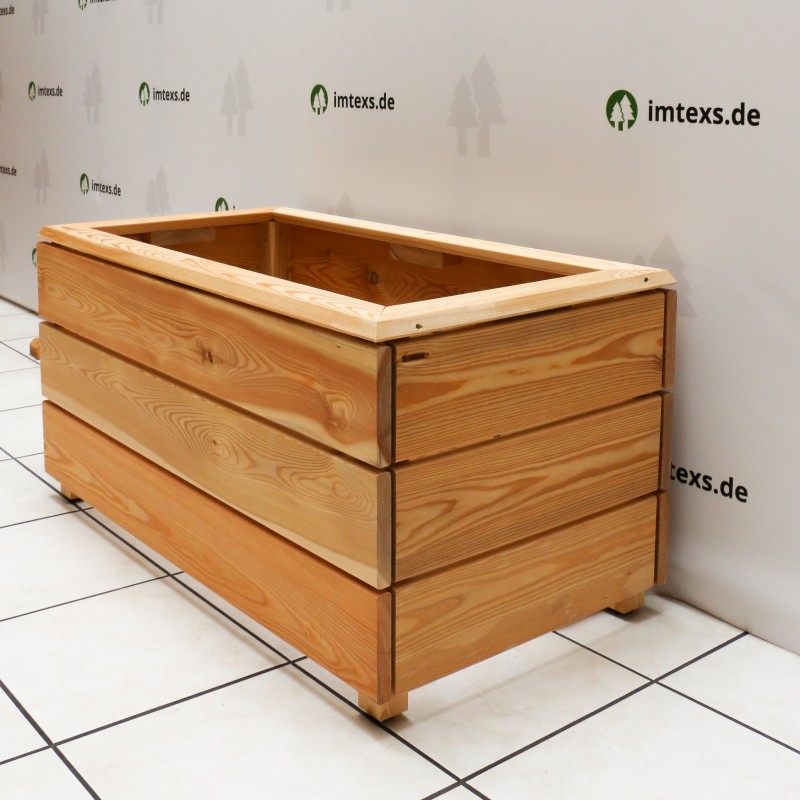 Hochbeet ohne Sichtschutz, aus Sibirischer Lärche, mit Abdeckleiste, fertig montiert.
