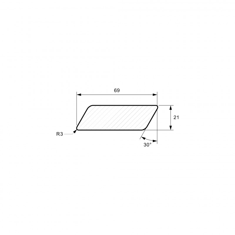 Rhombusleisten 30°, 21 x 69 mm, A/B Sortierung