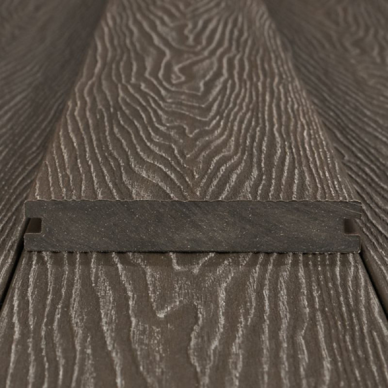 WPC Premium Terrassendiele 2. Generation, Massiv, 23 x 140 mm, Wellenstruktur / glatt, Walnuss