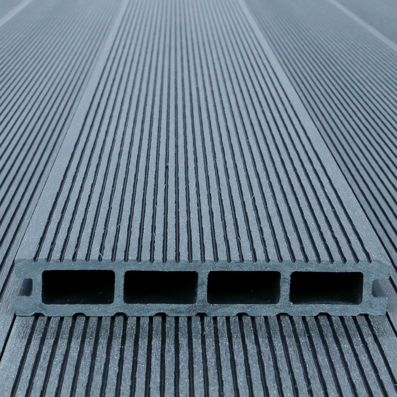 WPC Terrassendiele, Hohldiele, 24 x 146 mm, grob / fein, Grau