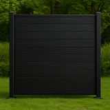 Bausatz, WPC Zaun Komplett-Set mit Alu-Pfosten (zum Aufschrauben), Schwarz