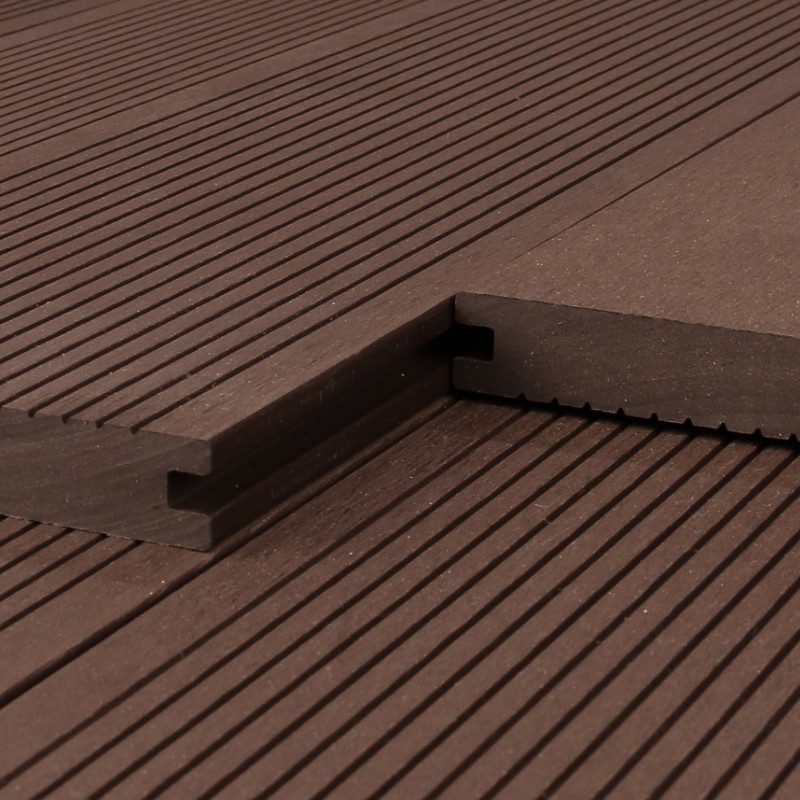 WPC Terrassendiele Massiv, 20 x 140 mm, glatt / fein, Braun