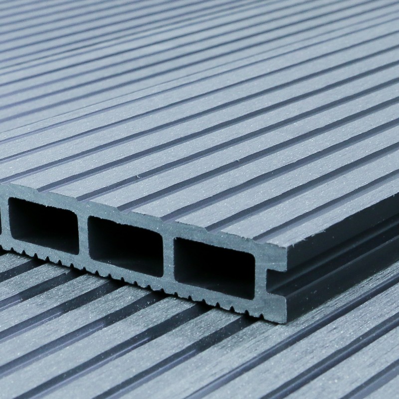 WPC Terrassendiele, Hohldiele, 24 x 146 mm, grob / fein, Grau