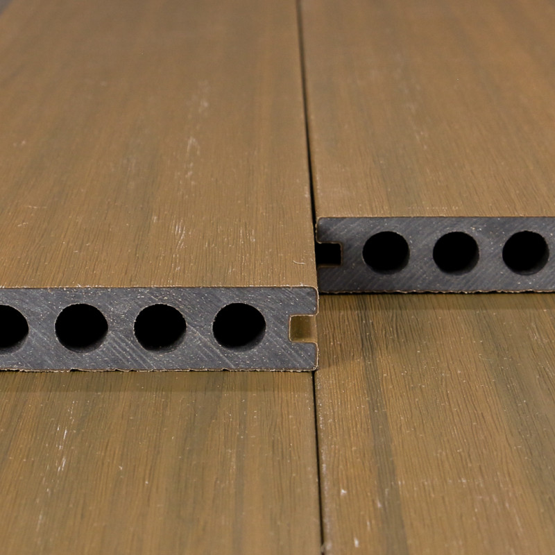 WPC Premium Terrassendiele 2. Generation, 23 x 142 mm, Wellenstruktur / glatt, Teak