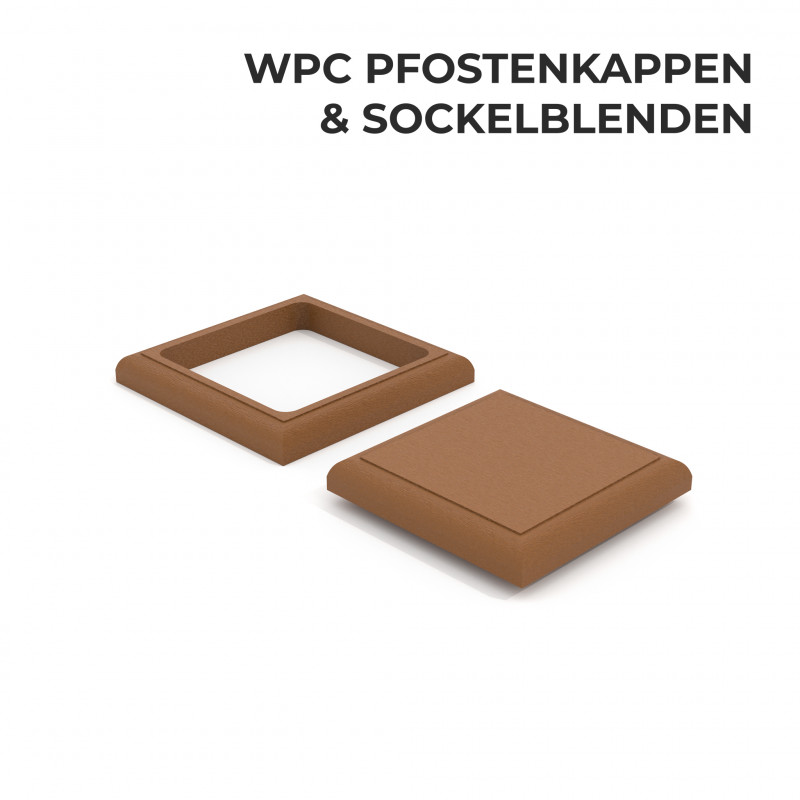 WPC-Pfostenkappen + Sockelblenden, Hellbraun