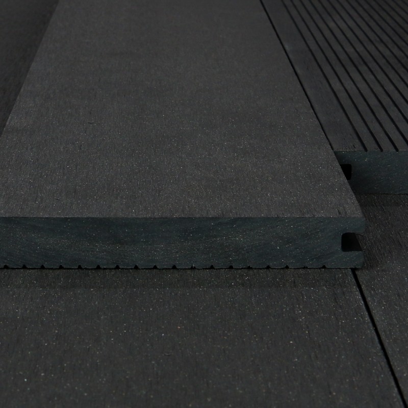 WPC Terrassendiele Massiv, 20 x 140 mm, glatt / fein, Dunkelgrau