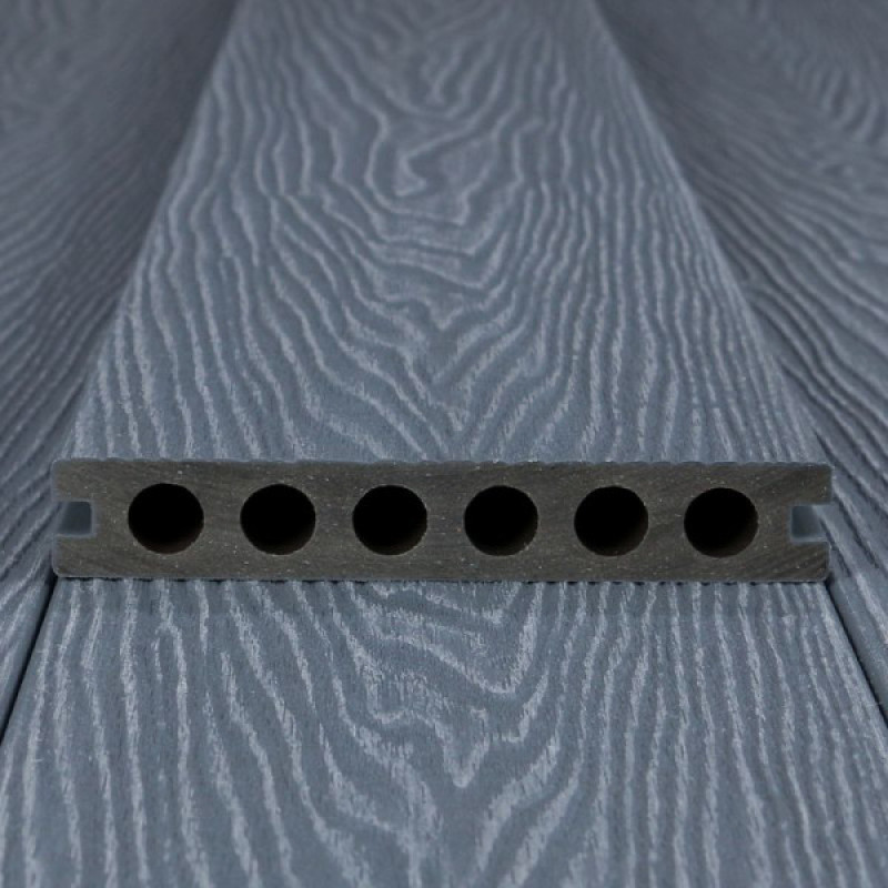 WPC Premium Terrassendiele 2. Generation, 23 x 142 mm, Wellenstruktur / glatt, Grau