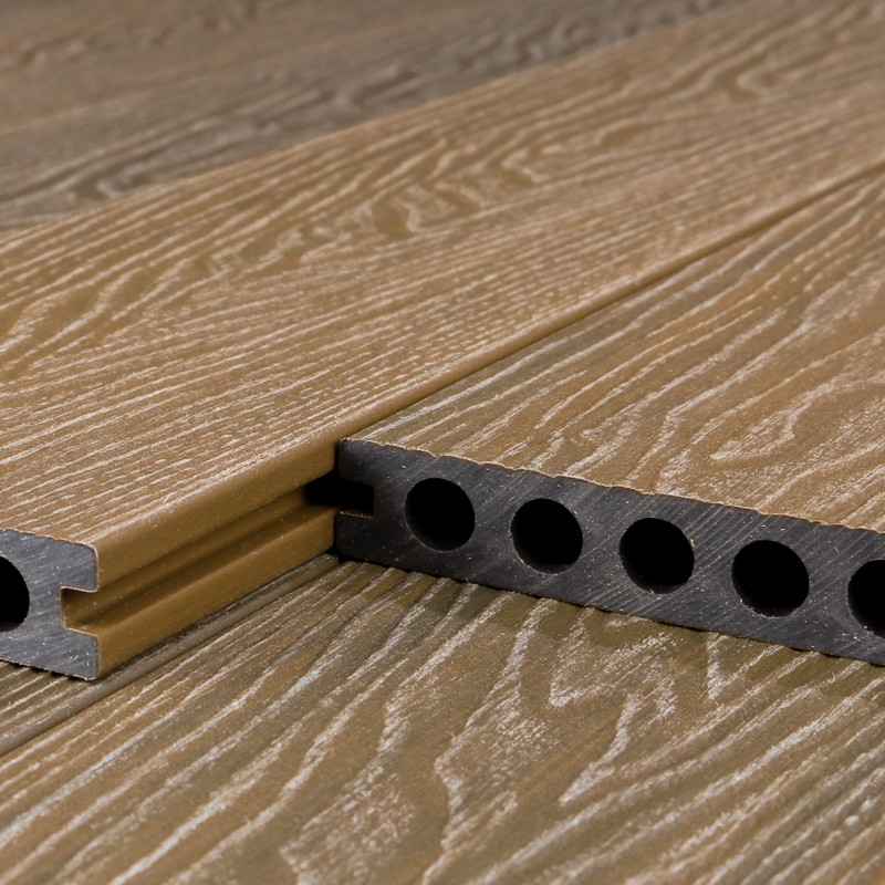 WPC Premium Terrassendiele 2. Generation, 23 x 142 mm, Wellenstruktur / glatt, Teak