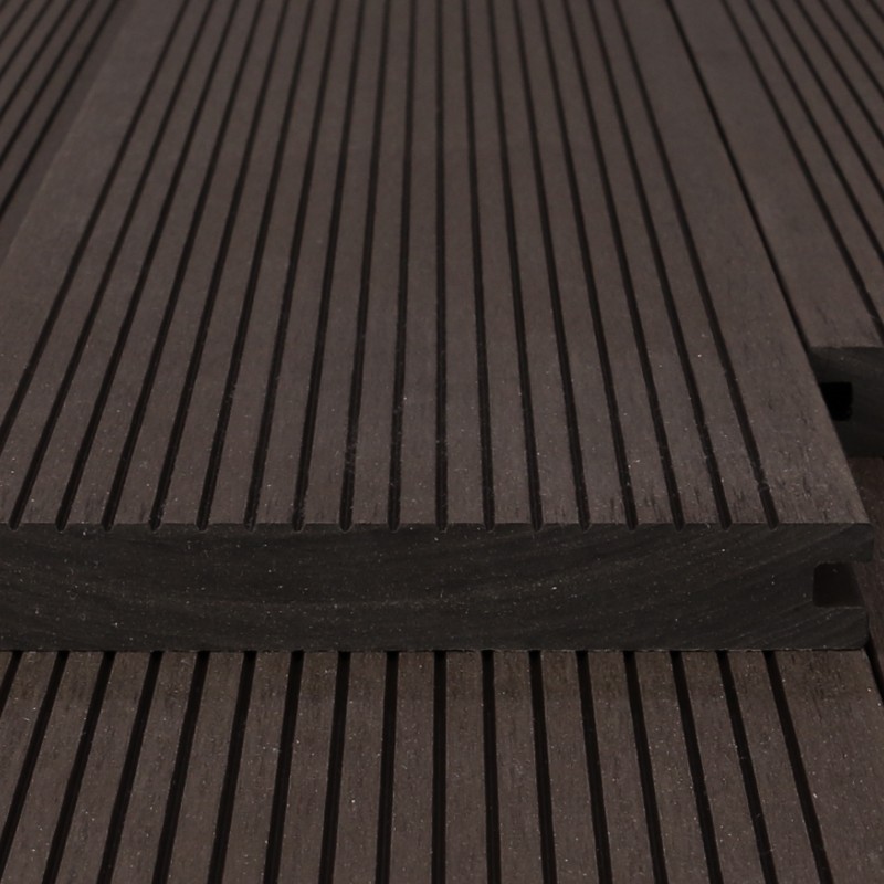 WPC Terrassendiele Massiv, 20 x 140 mm, glatt / fein, Dunkelbraun