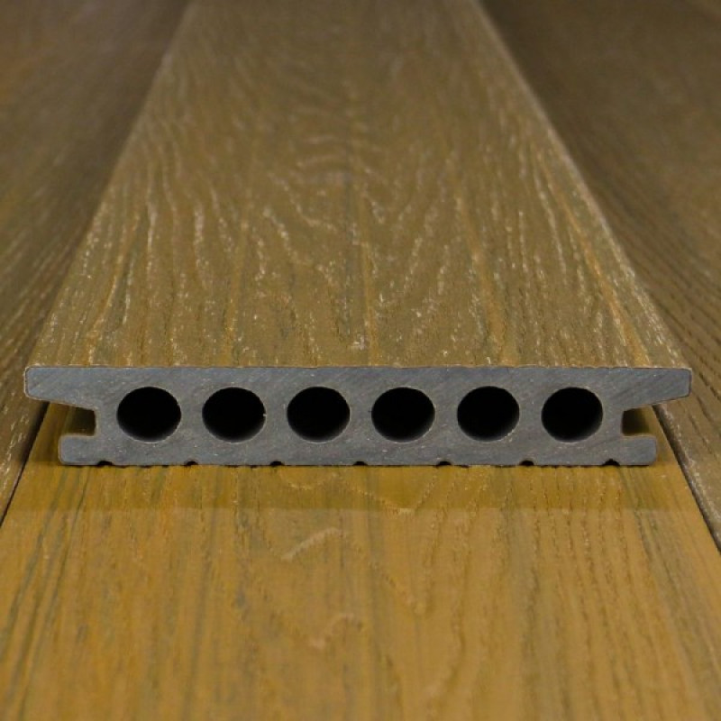 FeelingWood WPC Premium Terrassendiele in Holzoptik, 25 x 150 mm, Wellenstruktur, Teak