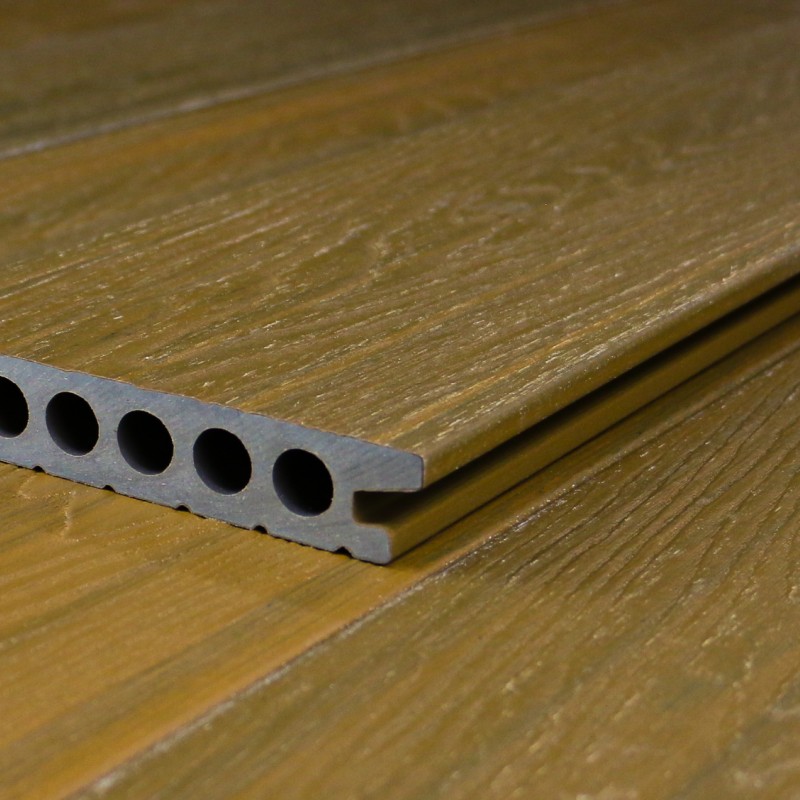 Bausatz, FeelingWood WPC Premium Terrassendiele in Holzoptik, 25 x 150 mm, Wellenstruktur, Teak