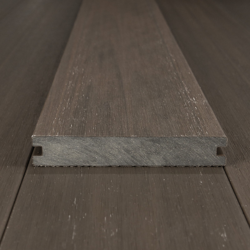 WPC Premium Terrassendiele 2. Generation, Massiv, 23 x 140 mm, Wellenstruktur / glatt, Walnuss