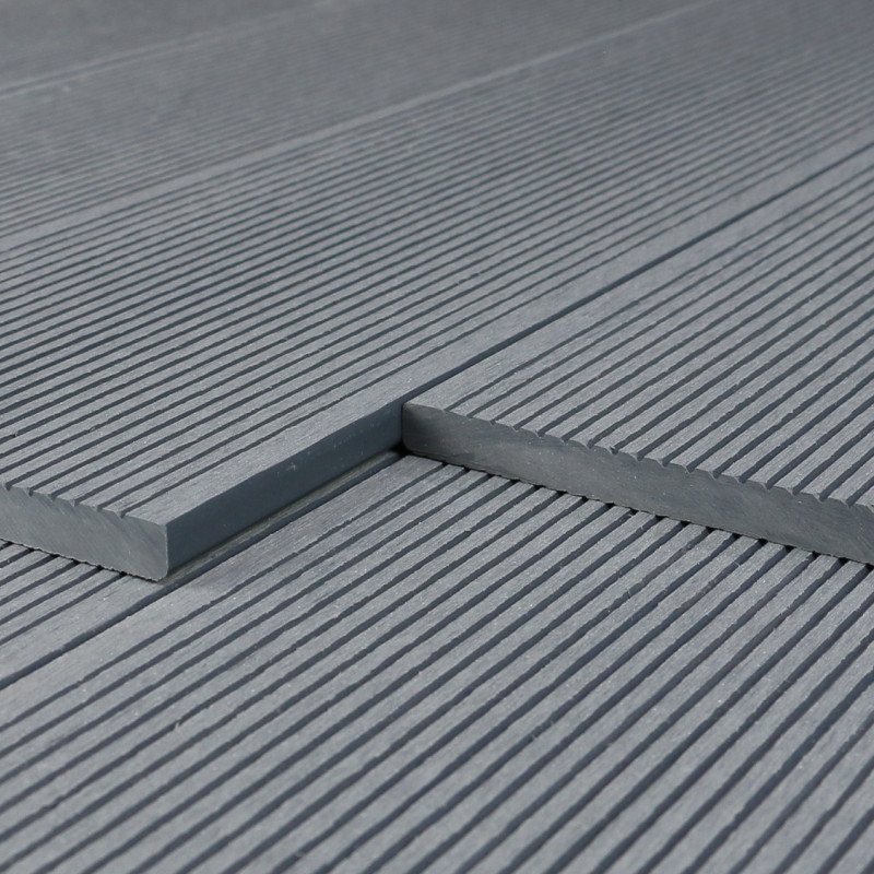 WPC Abschlussleiste in Holzoptik, 11 x 140 mm, Wellenstruktur / fein, Grau