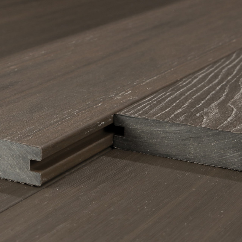 Bausatz, WPC Premium Terrassendiele 2. Generation, Massiv, 23 x 140 mm, Wellenstruktur / glatt, Walnuss