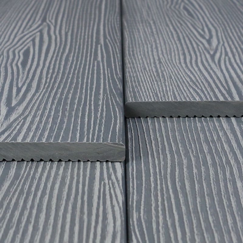 WPC Abschlussleiste in Holzoptik, 11 x 140 mm, Wellenstruktur / fein, Grau