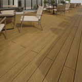FeelingWood WPC Premium Terrassendiele in Holzoptik, 25 x 150 mm, Wellenstruktur, Teak