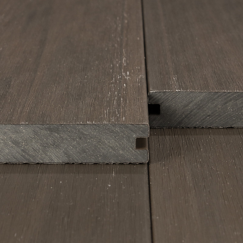 WPC Premium Terrassendiele 2. Generation, Massiv, 23 x 140 mm, Wellenstruktur / glatt, Walnuss