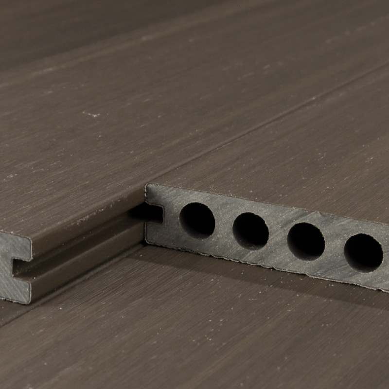 Bausatz, WPC Premium Terrassendiele 2. Generation, 23 x 142 mm, Wellenstruktur / glatt, Walnuss