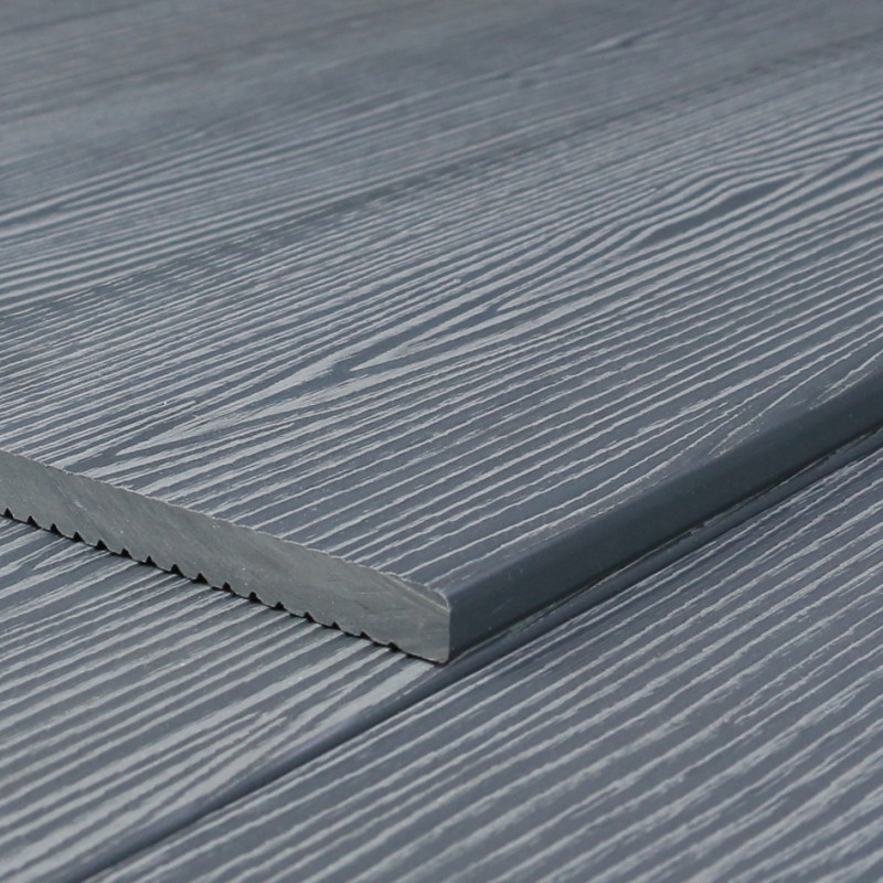 WPC Abschlussleiste in Holzoptik, 11 x 140 mm, Wellenstruktur / fein, Grau