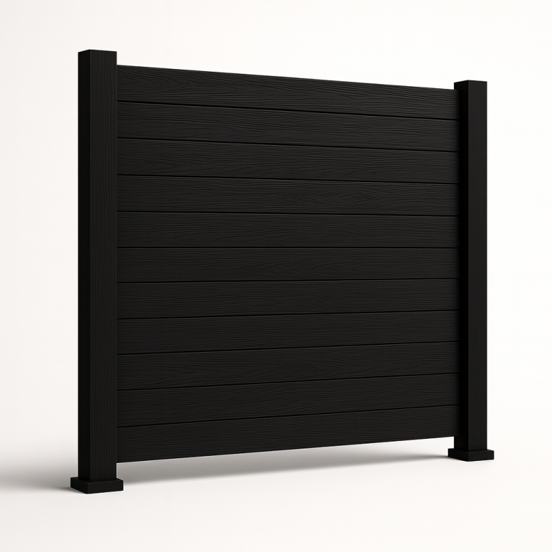 Bausatz, WPC Zaun Komplett-Set mit WPC-Pfosten (zum Aufschrauben), Schwarz