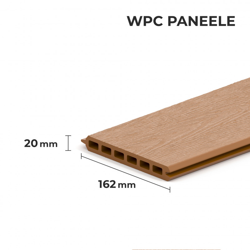 WPC-Zaunelemente, Steckprofil in Holzoptik, 162 x 20 mm, Hellbraun
