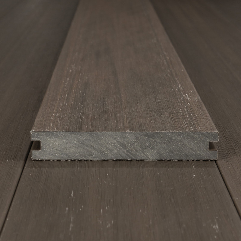 Bausatz, WPC Premium Terrassendiele 2. Generation, Massiv, 23 x 140 mm, Wellenstruktur / glatt, Walnuss