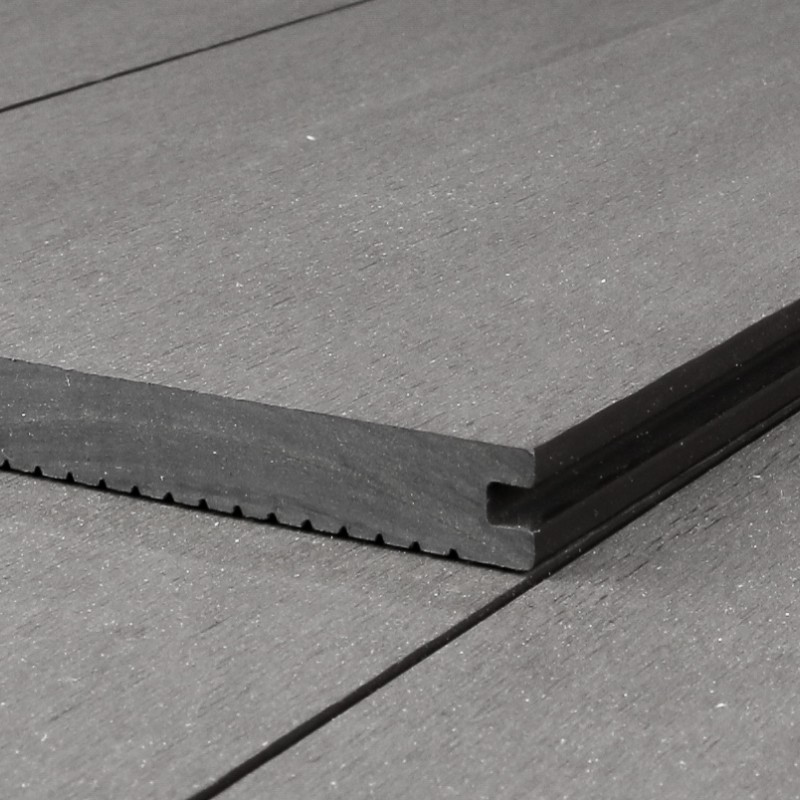 WPC Terrassendiele Massiv, 20 x 140 mm, glatt / fein, Grau