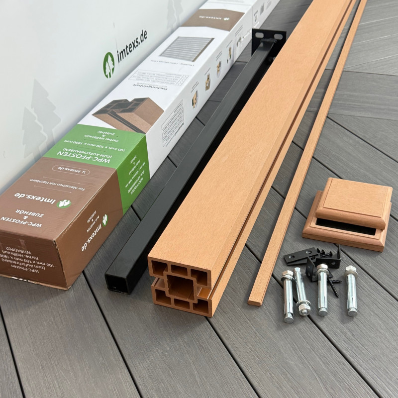 WPC-Pfosten zum Aufschrauben & Zubehör, Hellbraun