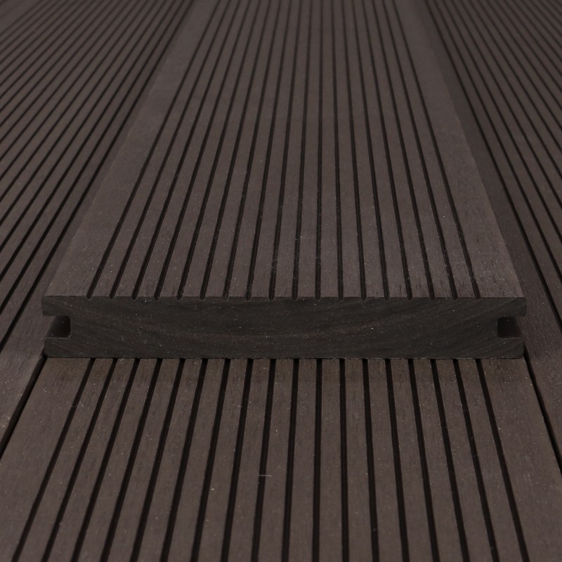 Bausatz, WPC Terrassendiele Massiv, 20 x 140 mm, glatt / fein, Dunkelbraun