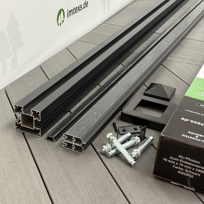 Alu-Pfosten zum Einbetonieren & Zubehör, Schwarz