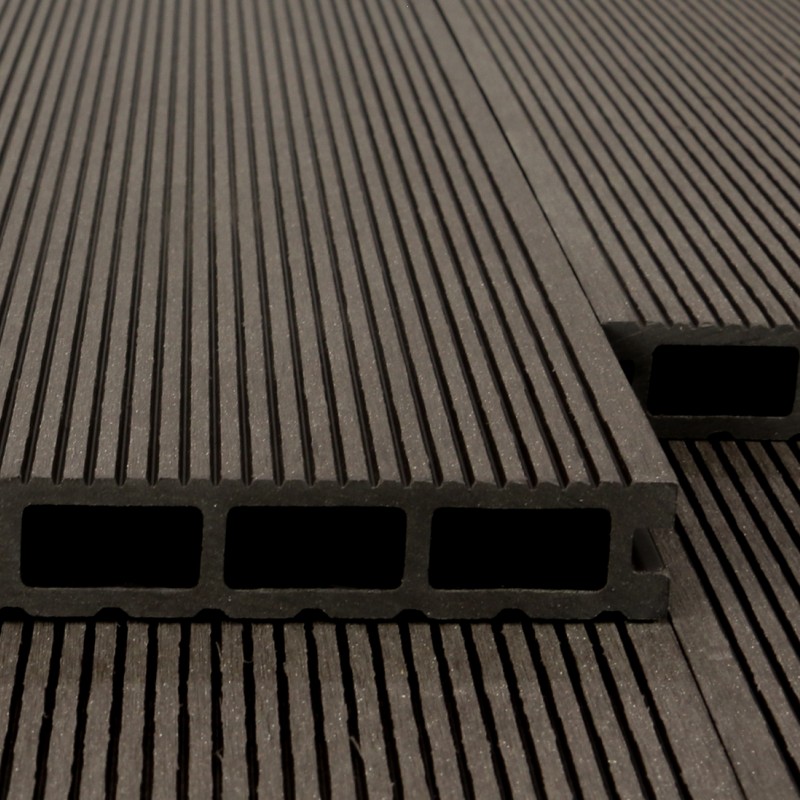 WPC Terrassendiele, Hohldiele, 24 x 146 mm, grob / fein, Dunkelbraun
