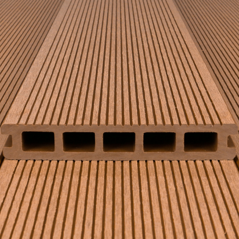 WPC Terrassendiele in Holzoptik, 25 x 148 mm, Wellenstruktur / fein, Hellbraun