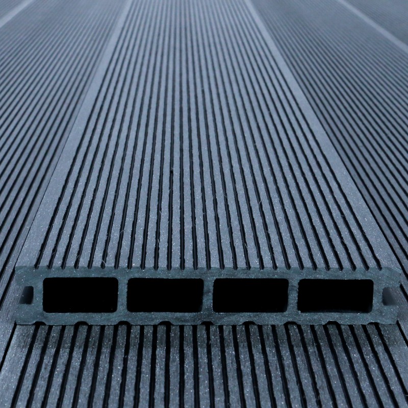 Bausatz, WPC Terrassendiele, Hohldiele, 24 x 146 mm, grob / fein, Dunkelgrau