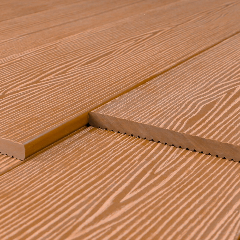 WPC Abschlussleiste in Holzoptik, 11 x 140 mm, Wellenstruktur / fein, Hellbraun