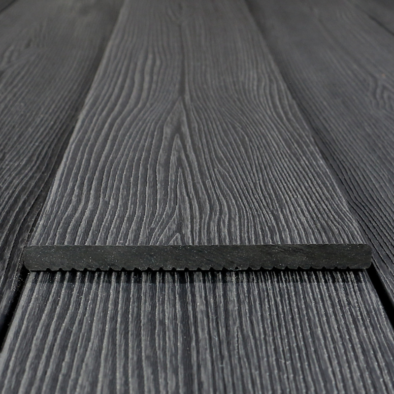 WPC Abschlussleiste in Holzoptik, 11 x 140 mm, Wellenstruktur / fein, Dunkelgrau