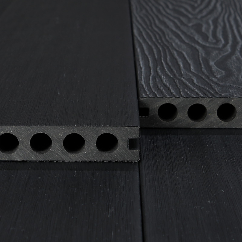 WPC Premium Terrassendiele 2. Generation, 23 x 142 mm, Wellenstruktur / glatt, Dunkelgrau