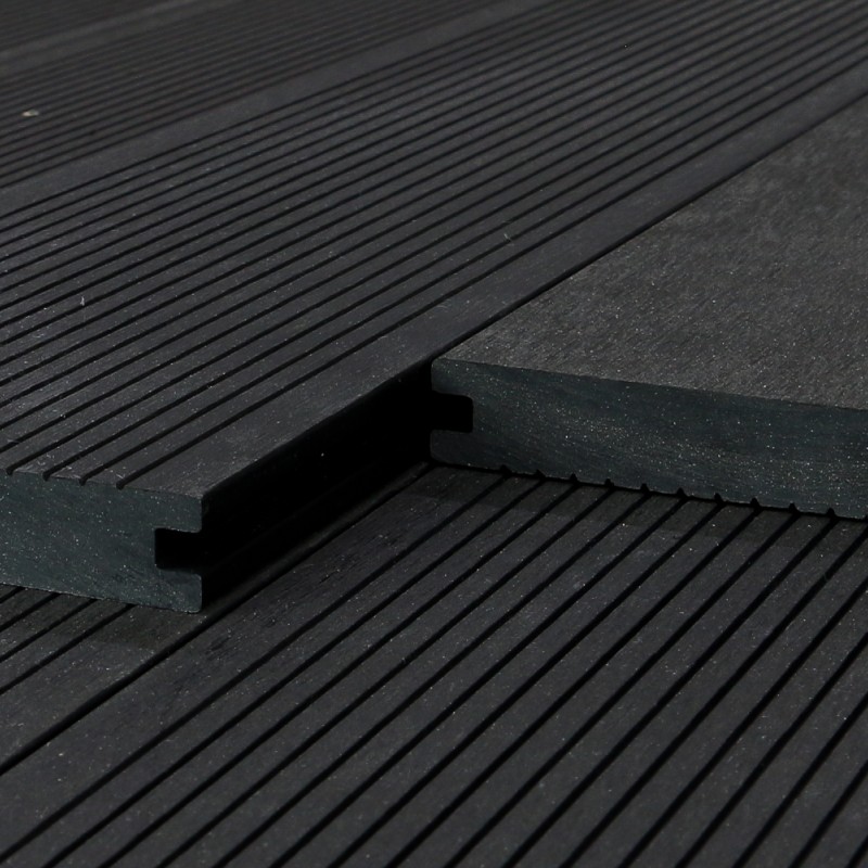 WPC Terrassendiele Massiv, 20 x 140 mm, glatt / fein, Dunkelgrau