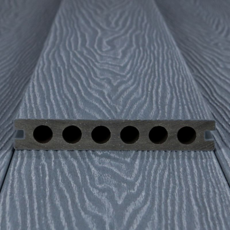 Bausatz, WPC Premium Terrassendiele 2. Generation, 23 x 142 mm, Wellenstruktur / glatt, Grau