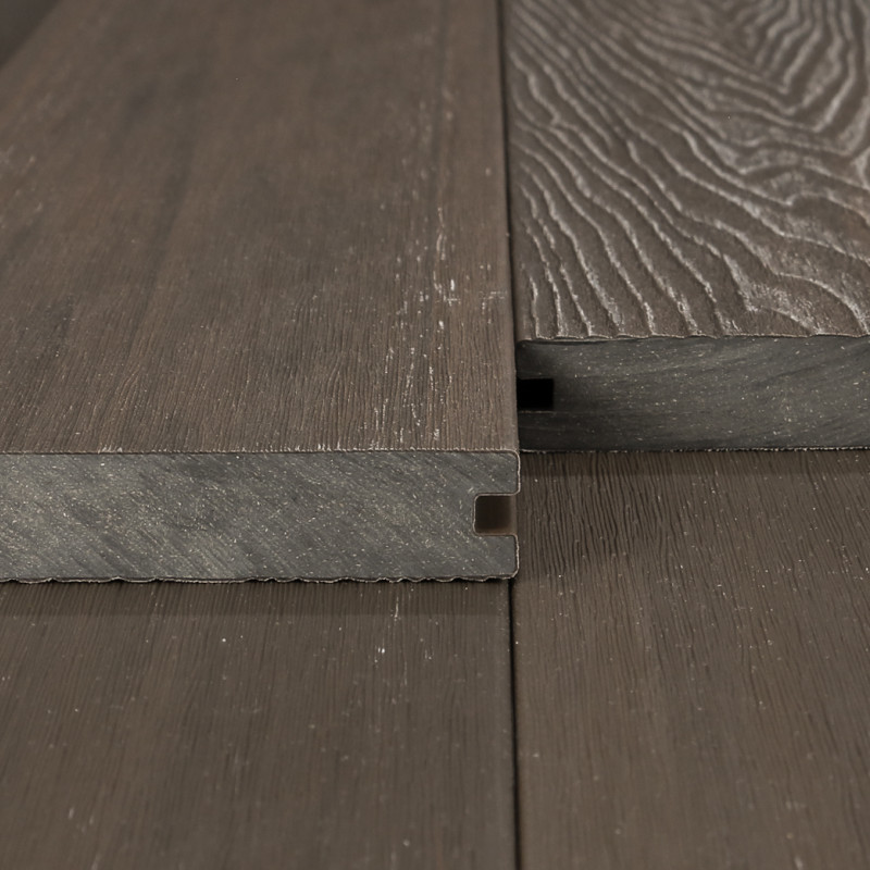 WPC Premium Terrassendiele 2. Generation, Massiv, 23 x 140 mm, Wellenstruktur / glatt, Walnuss